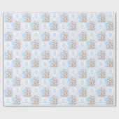 Niedlicher Elefant | 1. Geburtstag Junge Blau Pers Geschenkpapier (Flach)