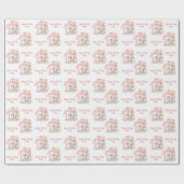 Niedlicher Elefant 1. Geburtstag Rosa Personalisie Geschenkpapier (Flach)