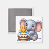 Niedlicher Elefant 4. Geburtstag Magnet (Vorderseite/Rückseite)