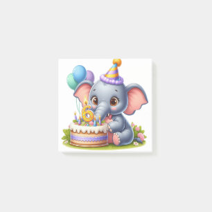 Niedlicher Elefant 6. Geburtstag Post-it Klebezettel