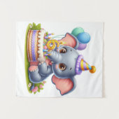 Niedlicher Elefant 6. Geburtstag Wandteppich (Vorderseite (Horizontal))
