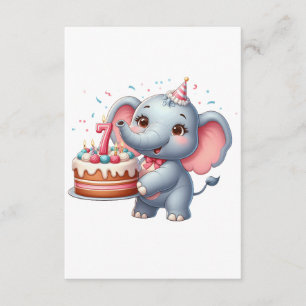 Niedlicher Elefant 7. Geburtstag Begleitkarte