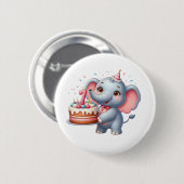 Niedlicher Elefant 7. Geburtstag Button (Vorne & Hinten)