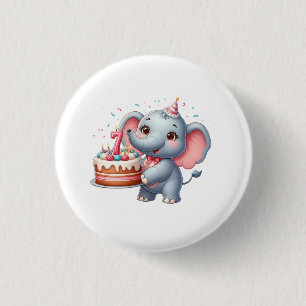 Niedlicher Elefant 7. Geburtstag Button