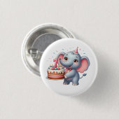 Niedlicher Elefant 7. Geburtstag Button (Vorne & Hinten)