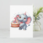 Niedlicher Elefant 7. Geburtstag Einladung (Stehend Vorderseite)