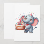 Niedlicher Elefant 7. Geburtstag Einladung (Vorne/Hinten)