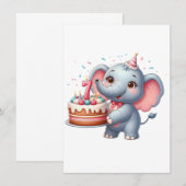 Niedlicher Elefant 7. Geburtstag Einladung (Vorne/Hinten)