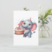 Niedlicher Elefant 7. Geburtstag Einladung (Stehend Vorderseite)