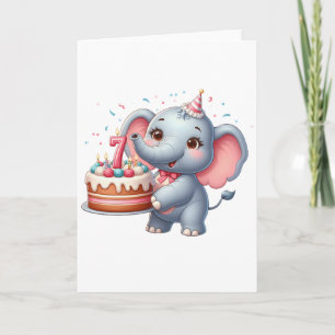 Niedlicher Elefant 7. Geburtstag Karte