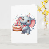 Niedlicher Elefant 7. Geburtstag Karte (Gelbe Blume)