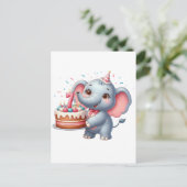 Niedlicher Elefant 7. Geburtstag Postkarte (Stehend Vorderseite)