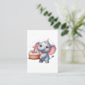 Niedlicher Elefant 7. Geburtstag Telefonnummerkarte (Stehend Vorderseite)