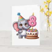 Niedlicher Elefant 8. Geburtstag Karte (Gelbe Blume)