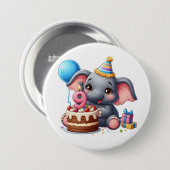 Niedlicher Elefant 9. Geburtstag Button (Vorne & Hinten)