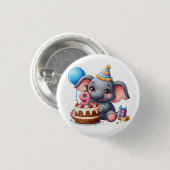 Niedlicher Elefant 9. Geburtstag Button (Vorne & Hinten)
