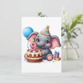 Niedlicher Elefant 9. Geburtstag Einladung (Stehend Vorderseite)