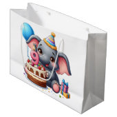 Niedlicher Elefant 9. Geburtstag Große Geschenktüte (Vorderseite Schrägansicht)