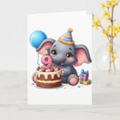 Niedlicher Elefant 9. Geburtstag Karte (Gelbe Blume)
