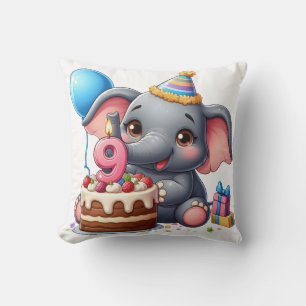 Niedlicher Elefant 9. Geburtstag Kissen