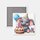Niedlicher Elefant 9. Geburtstag Magnet (Vorderseite/Rückseite)