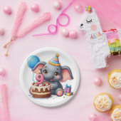Niedlicher Elefant 9. Geburtstag Pappteller (Party)