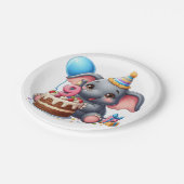 Niedlicher Elefant 9. Geburtstag Pappteller (Schrägansicht)