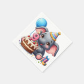 Niedlicher Elefant 9. Geburtstag Serviette (Ecke)