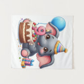 Niedlicher Elefant 9. Geburtstag Wandteppich (Vorderseite (Horizontal))