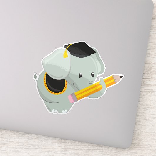 Niedlicher Elefant, Abschluss Elefant, Schule, Sti Aufkleber (Detail)