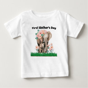 Niedlicher Elefant am ersten Muttertag Baby T-shirt