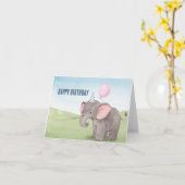 Niedlicher Elefant Aquarell Glückwunsch Geburtstag Karte (Gelbe Blume)
