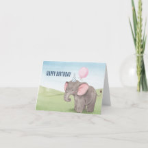 Niedlicher Elefant Aquarell Glückwunsch Geburtstag