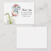Niedlicher Elefant auf Blume Petals Danke Mitteilungskarte (Vorne/Hinten)