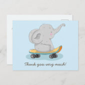 Niedlicher Elefant auf einem Skateboard. Postkarte (Vorne/Hinten)