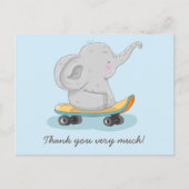 Niedlicher Elefant auf einem Skateboard. Postkarte (Vorderseite)