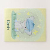 Niedlicher Elefant auf einer Blume Wiese. Puzzle (Horizontal)