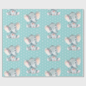 Niedlicher Elefant Baby Aqua Aquamarin Türkis und Geschenkpapier (Flach)