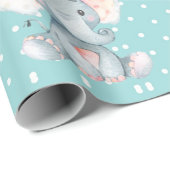 Niedlicher Elefant Baby Aqua Aquamarin Türkis und Geschenkpapier (Rolleneckpunkt)