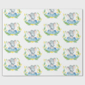 Niedlicher Elefant Baby Boy Blue und Grau Geschenkpapier (Flach)