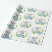 Niedlicher Elefant Baby Boy Blue und Grau Geschenkpapier (Ungerollt)