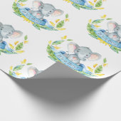 Niedlicher Elefant Baby Boy Blue und Grau Geschenkpapier (Ecke)