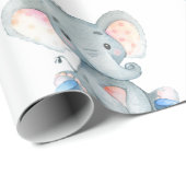 Niedlicher Elefant Baby Boy Blue und Grau Geschenkpapier (Rolleneckpunkt)