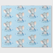 Niedlicher Elefant Baby Boy Blue und Grau Geschenkpapier (Flach)