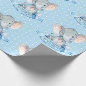 Niedlicher Elefant Baby Boy Blue und Grau Geschenkpapier (Ecke)