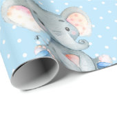 Niedlicher Elefant Baby Boy Blue und Grau Geschenkpapier (Rolleneckpunkt)