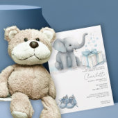 Niedlicher Elefant Baby Boy mit Geschenk-Babydusch Einladung