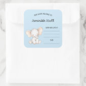 Niedlicher Elefant Baby Dusche Buchzeichen Quadratischer Aufkleber (Tasche)