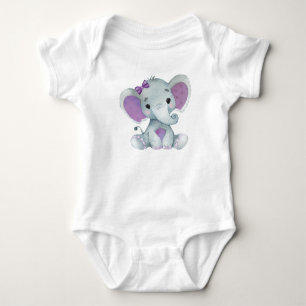 Niedlicher Elefant Baby Pruple Bodysuit rustikal Strampler