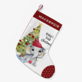Niedlicher Elefant BABYs ERSTER Red White Dot Kleiner Weihnachtsstrumpf (Vorderansicht (hängend))